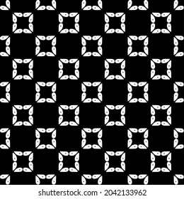 Flower geometric pattern. Seamless vector background. White and black ornament. Ornament for fabric, wallpaper, packaging. Decorative print