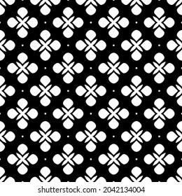Flower geometric pattern. Seamless vector background. White and black ornament. Ornament for fabric, wallpaper, packaging. Decorative print