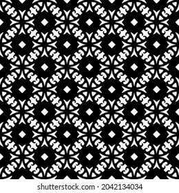 Flower geometric pattern. Seamless vector background. White and black ornament. Ornament for fabric, wallpaper, packaging. Decorative print