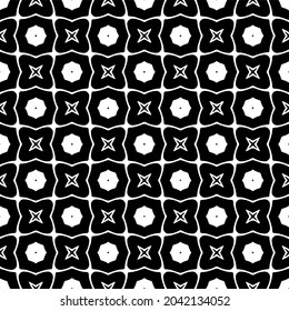Flower geometric pattern. Seamless vector background. White and black ornament. Ornament for fabric, wallpaper, packaging. Decorative print