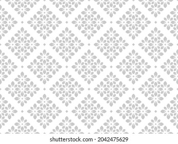 Flower geometric pattern. Seamless vector background. White and gray ornament.