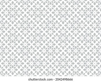 Flower geometric pattern. Seamless vector background. White and gray ornament.