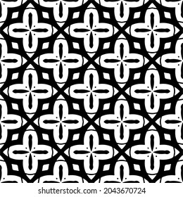 Flower geometric pattern. Seamless vector background. White and black ornament. Ornament for fabric, wallpaper, packaging. 

Decorative print
