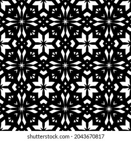 Flower geometric pattern. Seamless vector background. White and black ornament. Ornament for fabric, wallpaper, packaging. 

Decorative print
