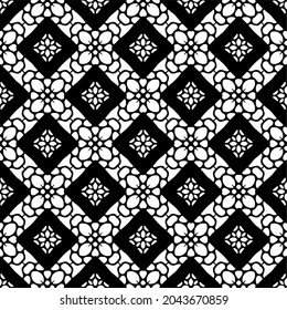 Flower geometric pattern. Seamless vector background. White and black ornament. Ornament for fabric, wallpaper, packaging. 

Decorative print
