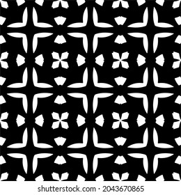 Flower geometric pattern. Seamless vector background. White and black ornament. Ornament for fabric, wallpaper, packaging. 

Decorative print