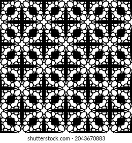 Flower geometric pattern. Seamless vector background. White and black ornament. Ornament for fabric, wallpaper, packaging. 

Decorative print
