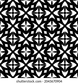 Flower geometric pattern. Seamless vector background. White and black ornament. Ornament for fabric, wallpaper, packaging. 

Decorative print