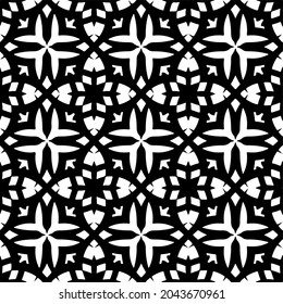 Flower geometric pattern. Seamless vector background. White and black ornament. Ornament for fabric, wallpaper, packaging. 

Decorative print