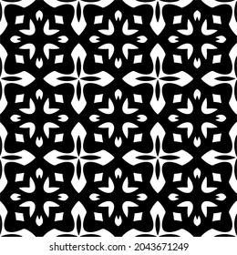 Flower geometric pattern. Seamless vector background. White and black ornament. Ornament for fabric, wallpaper, packaging. 

Decorative print