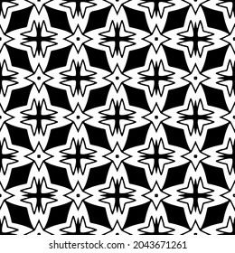 Flower geometric pattern. Seamless vector background. White and black ornament. Ornament for fabric, wallpaper, packaging. 

Decorative print
