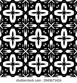 Flower geometric pattern. Seamless vector background. White and black ornament. Ornament for fabric, wallpaper, packaging. 

Decorative print