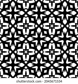 Flower geometric pattern. Seamless vector background. White and black ornament. Ornament for fabric, wallpaper, packaging. 

Decorative print
