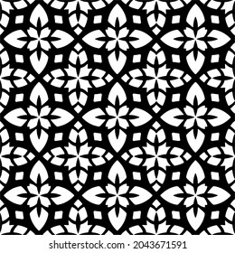 Flower geometric pattern. Seamless vector background. White and black ornament. Ornament for fabric, wallpaper, packaging. 

Decorative print