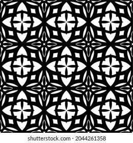 Flower geometric pattern. Seamless vector background. White and black ornament. Ornament for fabric, wallpaper, packaging. Decorative print