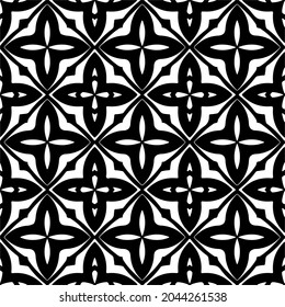 Flower geometric pattern. Seamless vector background. White and black ornament. Ornament for fabric, wallpaper, packaging. Decorative print