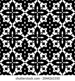 Flower geometric pattern. Seamless vector background. White and black ornament. Ornament for fabric, wallpaper, packaging. Decorative print