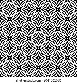 Flower geometric pattern. Seamless vector background. White and black ornament. Ornament for fabric, wallpaper, packaging. Decorative print