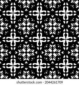 Flower geometric pattern. Seamless vector background. White and black ornament. Ornament for fabric, wallpaper, packaging. Decorative print