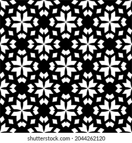 Flower geometric pattern. Seamless vector background. White and black ornament. Ornament for fabric, wallpaper, packaging. Decorative print