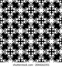 Flower geometric pattern. Seamless vector background. White and black ornament. Ornament for fabric, wallpaper, packaging. Decorative print