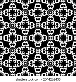 Flower geometric pattern. Seamless vector background. White and black ornament. Ornament for fabric, wallpaper, packaging. Decorative print