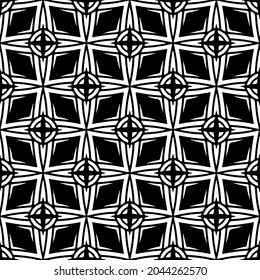 Flower geometric pattern. Seamless vector background. White and black ornament. Ornament for fabric, wallpaper, packaging. Decorative print