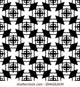 Flower geometric pattern. Seamless vector background. White and black ornament. Ornament for fabric, wallpaper, packaging. Decorative print