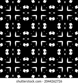 Flower geometric pattern. Seamless vector background. White and black ornament. Ornament for fabric, wallpaper, packaging. Decorative print
