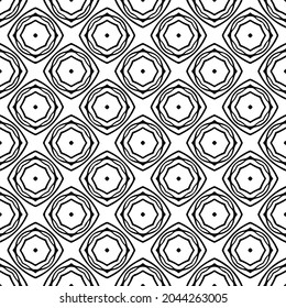 Flower geometric pattern. Seamless vector background. White and black ornament. Ornament for fabric, wallpaper, packaging. Decorative print