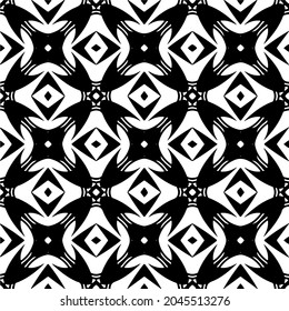 Flower geometric pattern. Seamless vector background. White and black ornament. Ornament for fabric, wallpaper, packaging. Decorative print
