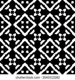 Flower geometric pattern. Seamless vector background. White and black ornament. Ornament for fabric, wallpaper, packaging. Decorative print
