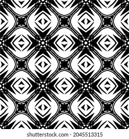 Flower geometric pattern. Seamless vector background. White and black ornament. Ornament for fabric, wallpaper, packaging. Decorative print
