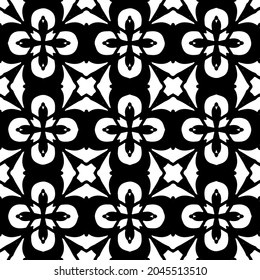 Flower geometric pattern. Seamless vector background. White and black ornament. Ornament for fabric, wallpaper, packaging. Decorative print

