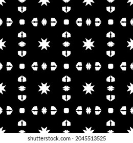 Flower geometric pattern. Seamless vector background. White and black ornament. Ornament for fabric, wallpaper, packaging. Decorative print
