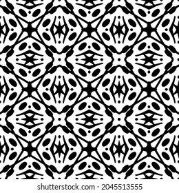 Flower geometric pattern. Seamless vector background. White and black ornament. Ornament for fabric, wallpaper, packaging. Decorative print
