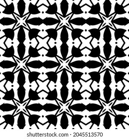 Flower geometric pattern. Seamless vector background. White and black ornament. Ornament for fabric, wallpaper, packaging. Decorative print
