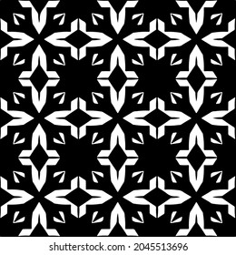 Flower geometric pattern. Seamless vector background. White and black ornament. Ornament for fabric, wallpaper, packaging. Decorative print
