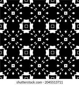 Flower geometric pattern. Seamless vector background. White and black ornament. Ornament for fabric, wallpaper, packaging. Decorative print
