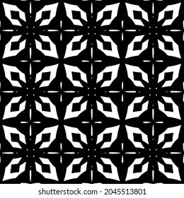 Flower geometric pattern. Seamless vector background. White and black ornament. Ornament for fabric, wallpaper, packaging. Decorative print
