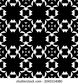Flower geometric pattern. Seamless vector background. White and black ornament. Ornament for fabric, wallpaper, packaging. Decorative print
