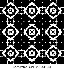 Flower geometric pattern. Seamless vector background. White and black ornament. Ornament for fabric, wallpaper, packaging. Decorative print
