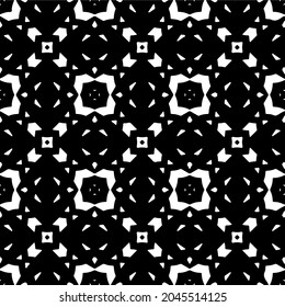 Flower geometric pattern. Seamless vector background. White and black ornament. Ornament for fabric, wallpaper, packaging. Decorative print
