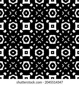 Flower geometric pattern. Seamless vector background. White and black ornament. Ornament for fabric, wallpaper, packaging. Decorative print