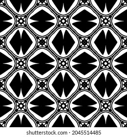 Flower geometric pattern. Seamless vector background. White and black ornament. Ornament for fabric, wallpaper, packaging. Decorative print
