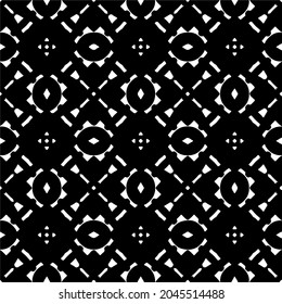 Flower geometric pattern. Seamless vector background. White and black ornament. Ornament for fabric, wallpaper, packaging. Decorative print