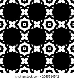 Flower geometric pattern. Seamless vector background. White and black ornament. Ornament for fabric, wallpaper, packaging. Decorative print
