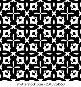 Flower geometric pattern. Seamless vector background. White and black ornament. Ornament for fabric, wallpaper, packaging. Decorative print
