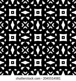 Flower geometric pattern. Seamless vector background. White and black ornament. Ornament for fabric, wallpaper, packaging. Decorative print