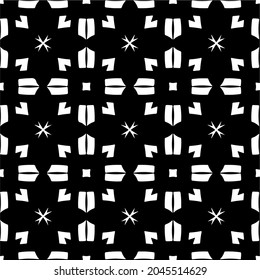 Flower geometric pattern. Seamless vector background. White and black ornament. Ornament for fabric, wallpaper, packaging. Decorative print
